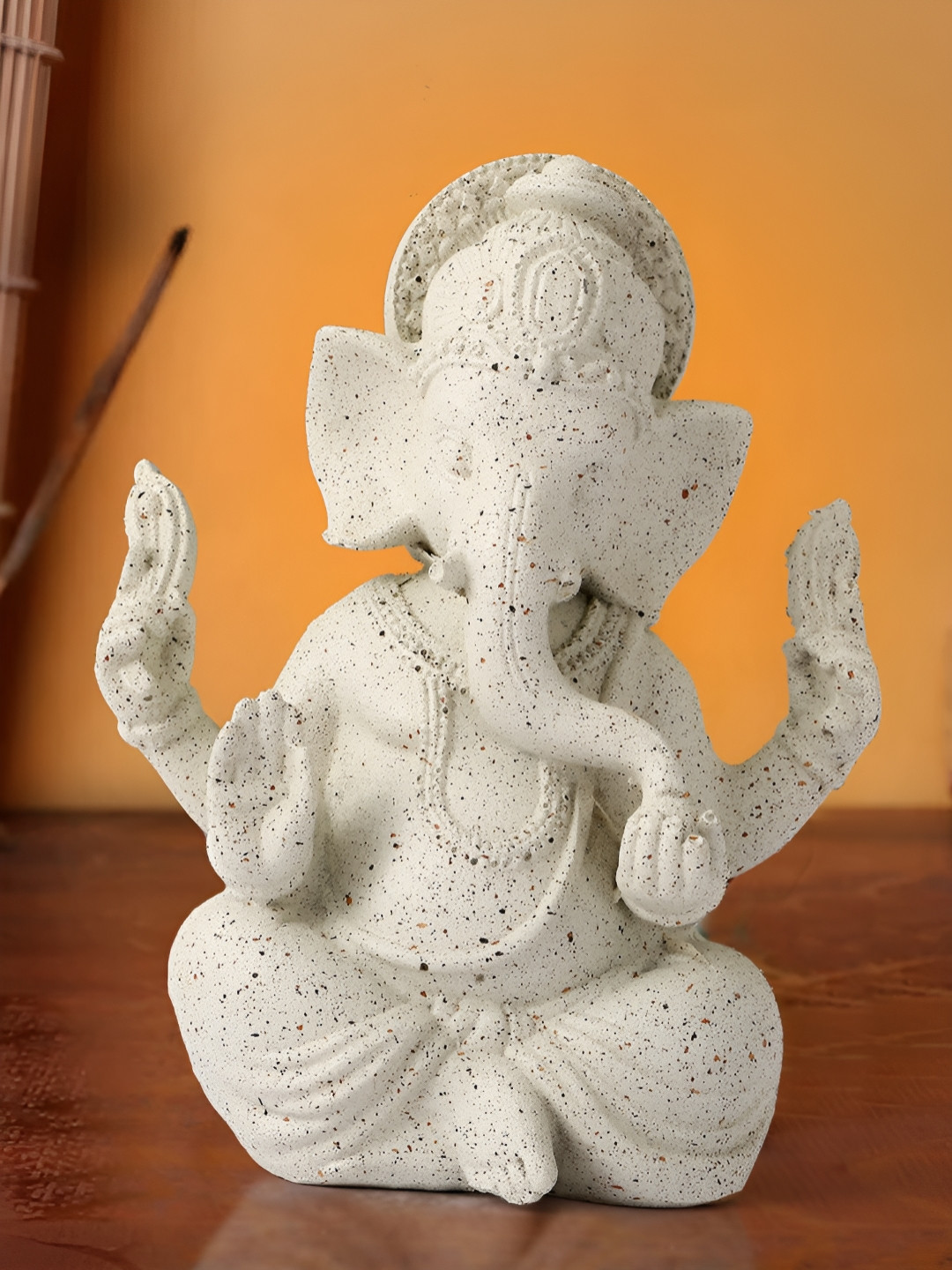 TIED RIBBONS White & Gold Religious Ganesh Idol Showpiece- 4.3 Inches