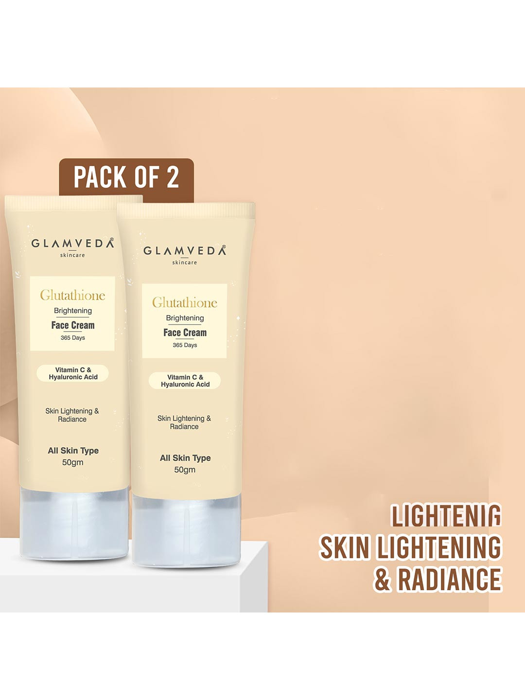 GLAMVEDA Set of 2 Glutathione Brightening Face Cream with Vitamin A & Kojic Acid- 30g each