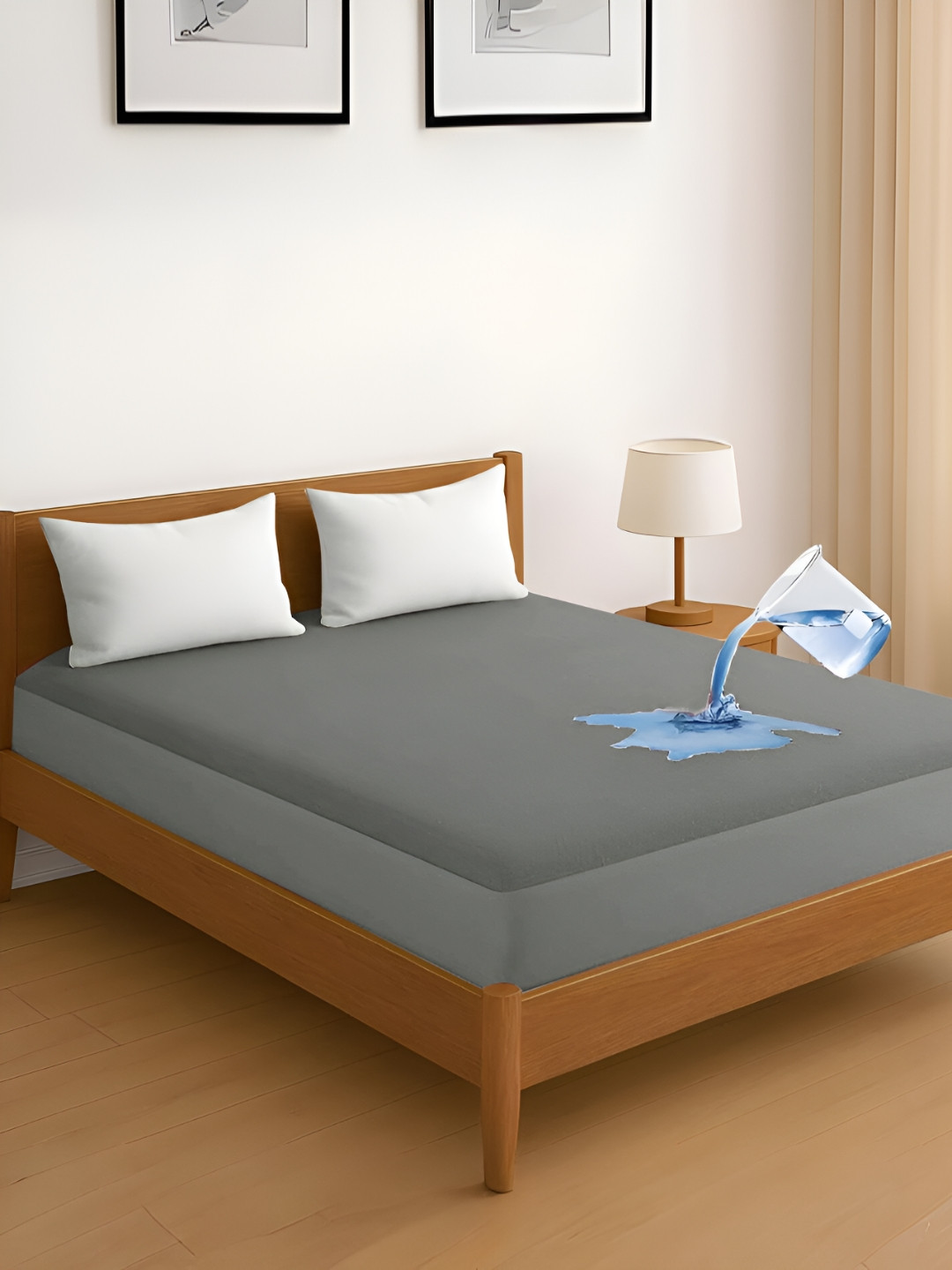 Aura Grey King Size Water Resistant Mattress Protector