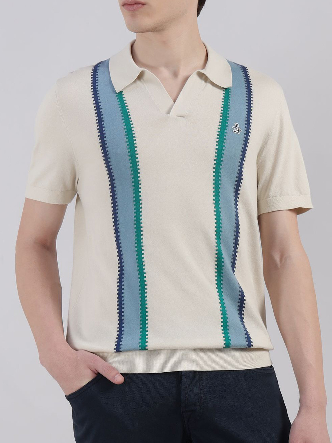 Original Penguin Striped Polo Collar Cotton Shirt