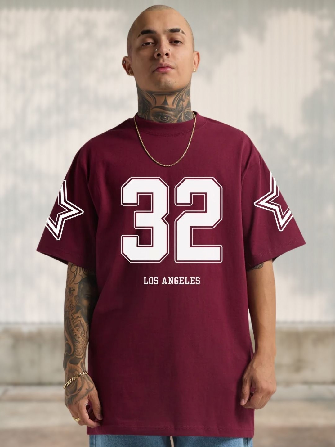 Cool Plus Varsity Printed Oversized Drop-Shoulder Sleeves T-shirt