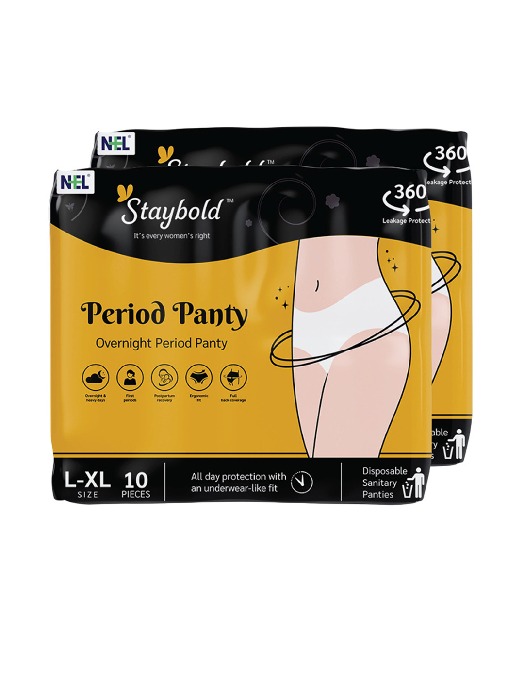 Staybold Set Of 2 Super Absorbent Disposable Period Panties - L/XL - 10Pcs Each