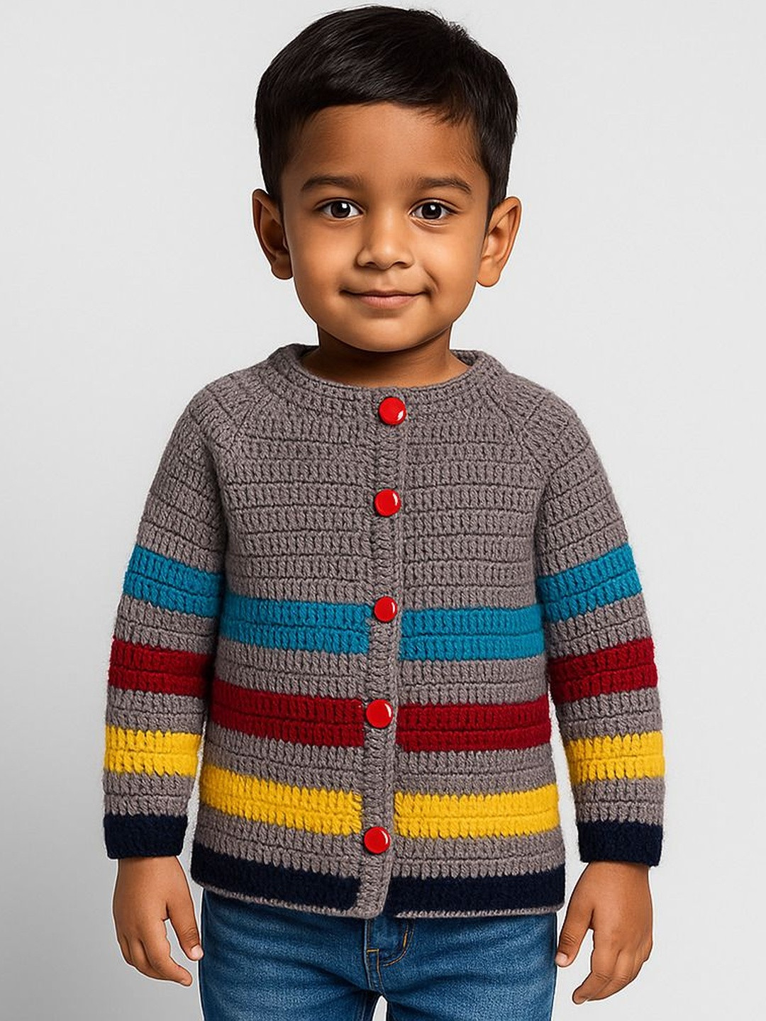 Mmaisha Unisex Kids Colourblocked Woollen Cardigan