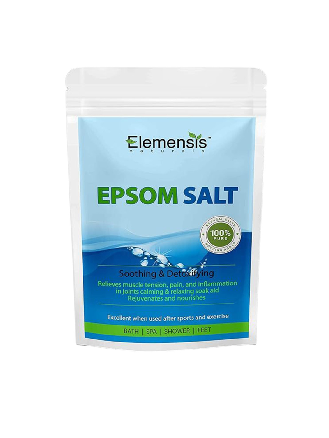 ElemensisNaturals Epsom Salt For Stress & Stiffness - 1kg (Pack of 2, 500gm)