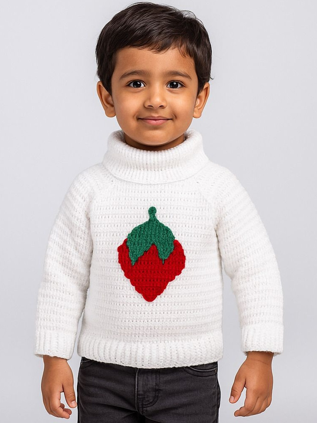 Mmaisha Unisex Kids Strawberry Embroidered Woollen Sweater Vest