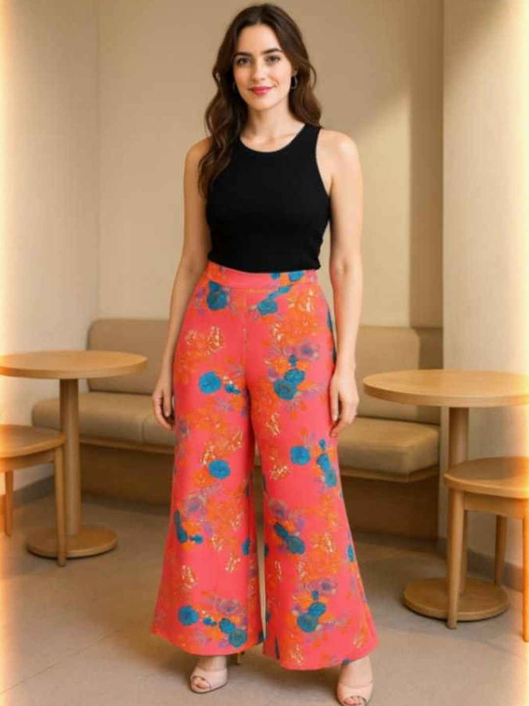 DressBerry Women Pink Wide Leg Polyester Anti Fit Trousers