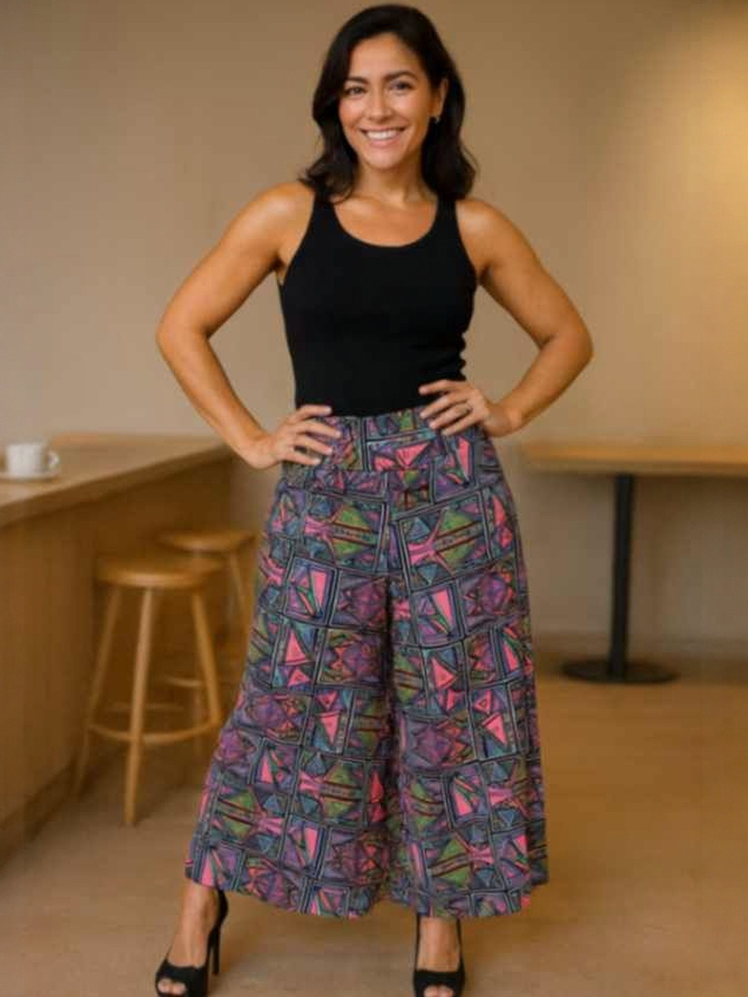 DressBerry Women Multi Wide Leg Polyester Anti Fit Trousers