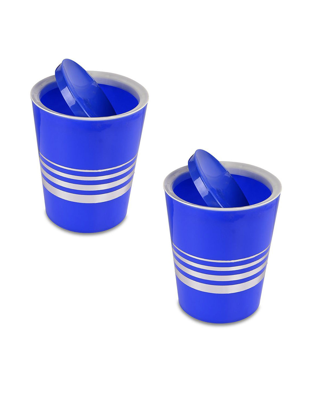 Kuber Industries Blue 2 Pcs Plastic 6 Ltr Swing Dustbin with Lid