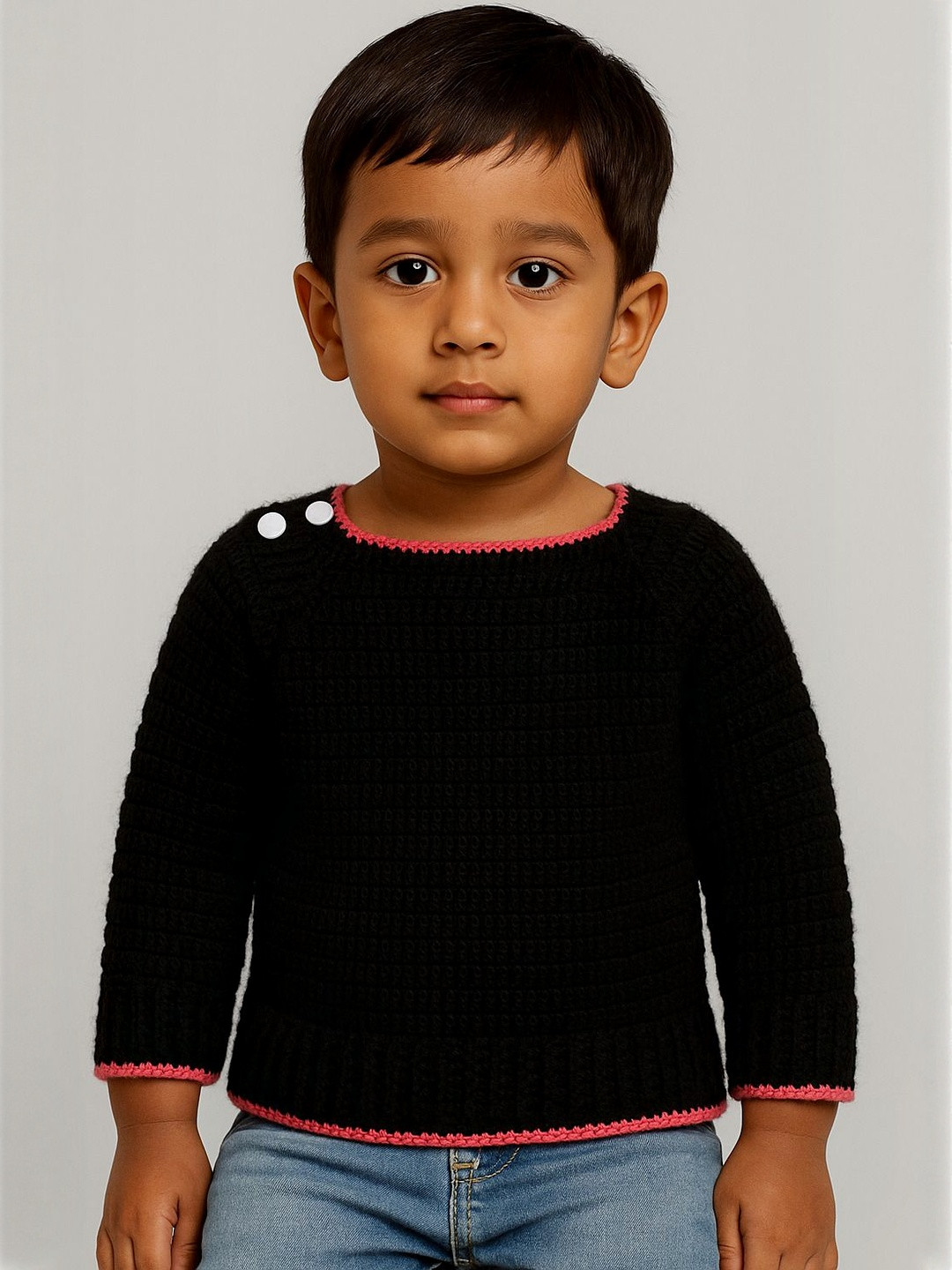 Mmaisha Kids Black Woollen Sweater