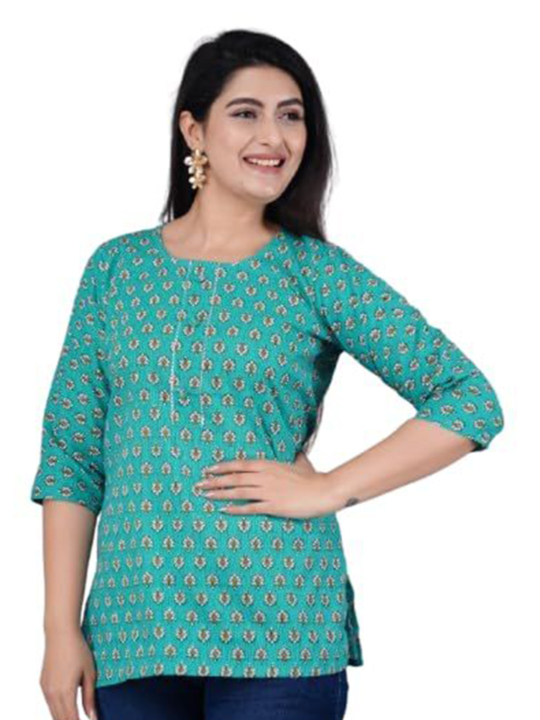 LAVYANSH BOUTIQUE Women Round Neck Short Straight Tunic