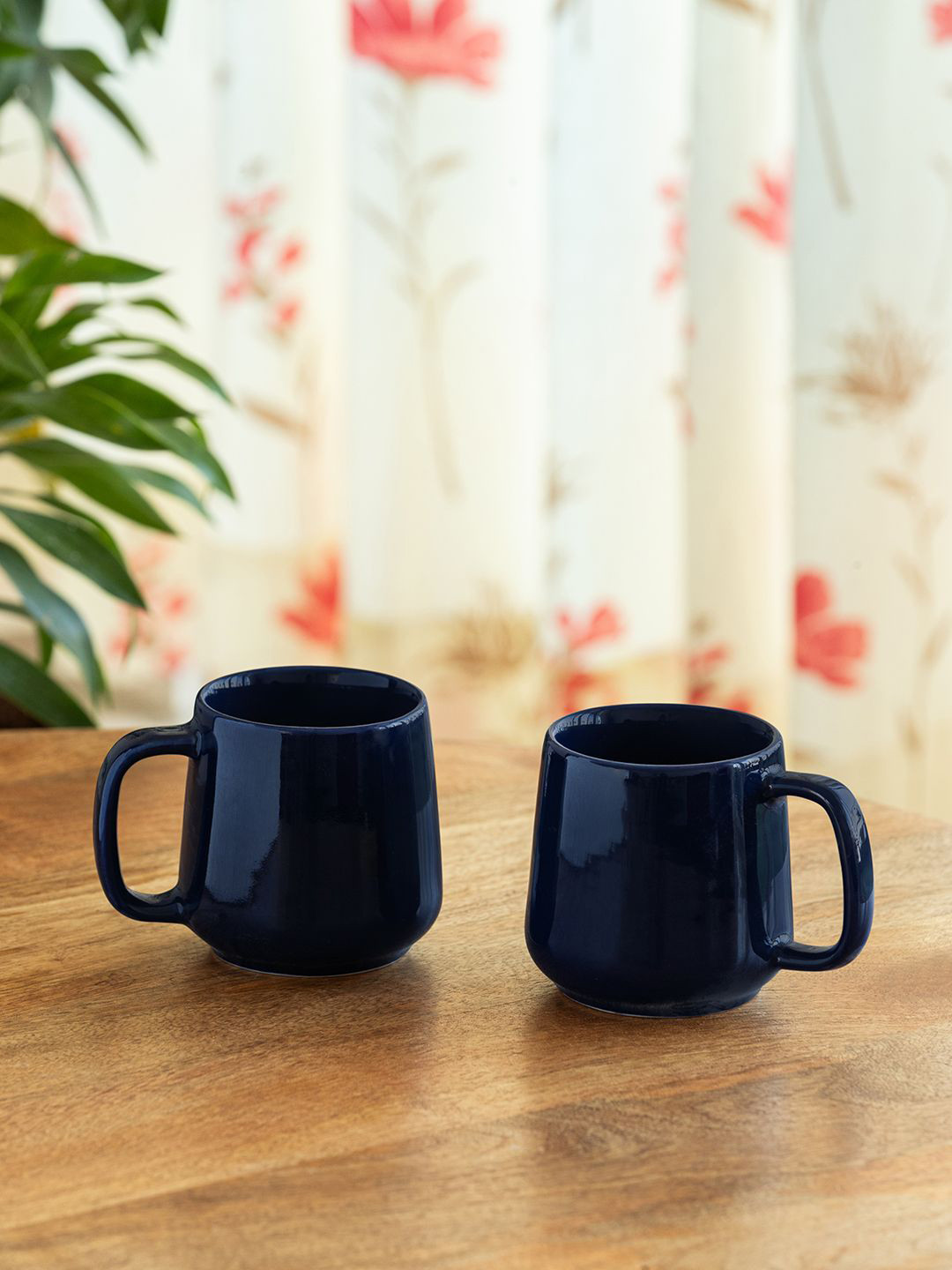 ExclusiveLane Blue  'Mariana Blues' Solid Ceramic Glossy Mugs Set of Cups and Mugs