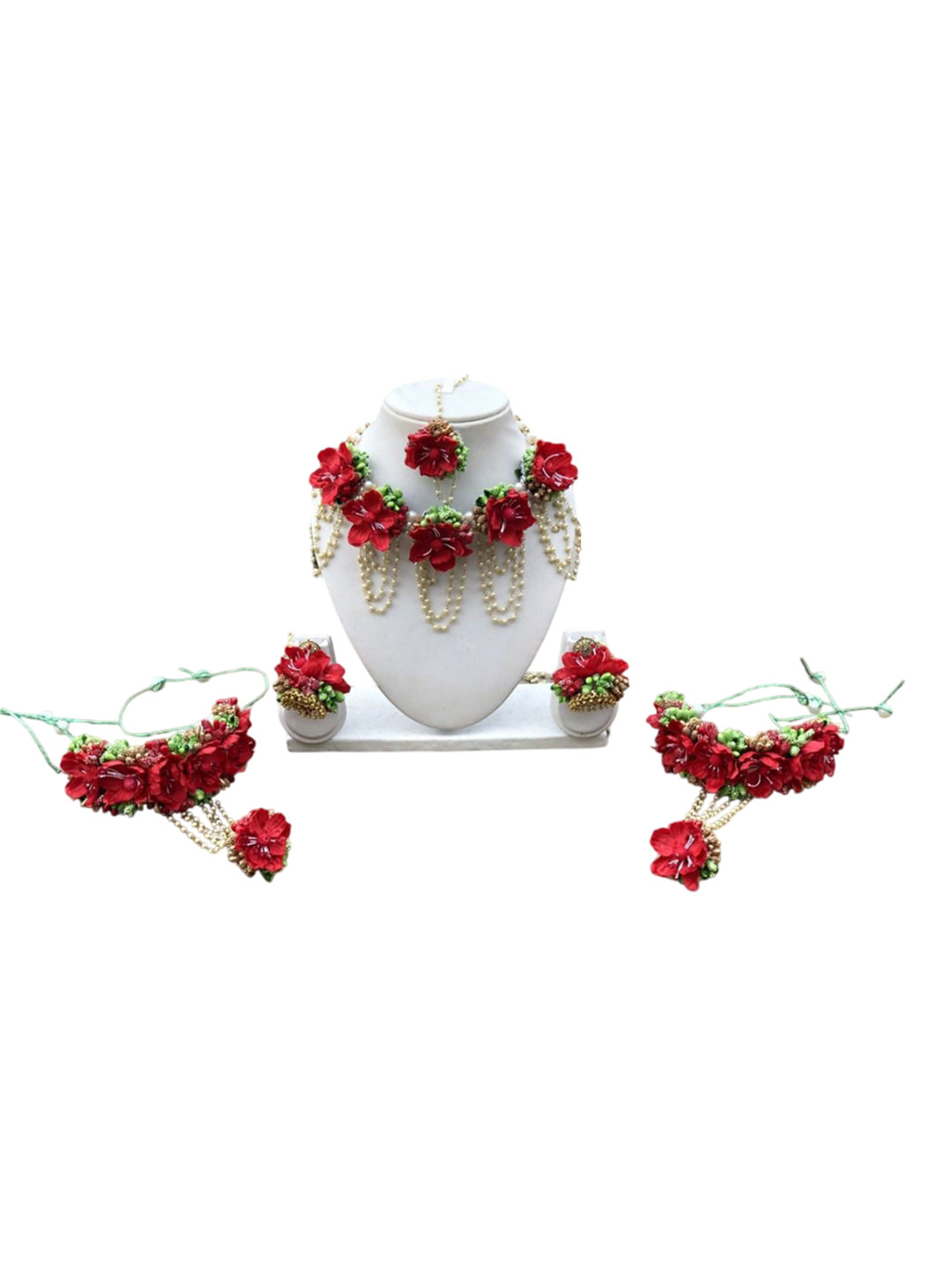 Flosaira Flower Beaded Bridal Haldi Mehndi & Baby Shower Jewellery Set