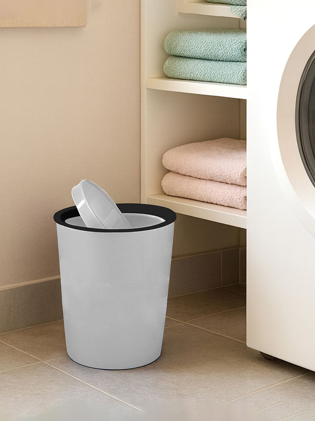 Kuber Industries Grey 2 Pieces Swing Dustbin 6L