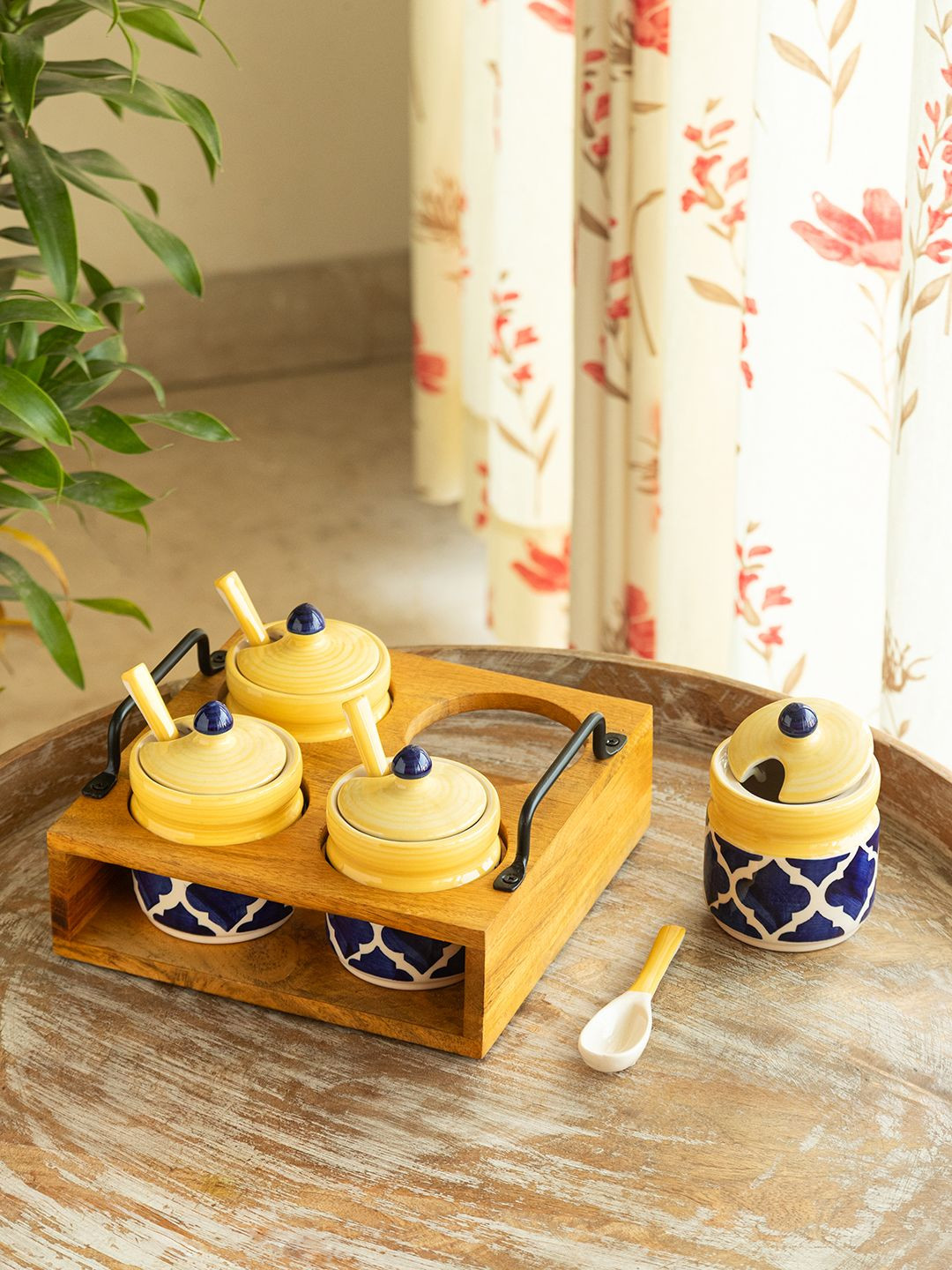 ExclusiveLane 'Moroccan ' Unisex White 4 Pcs Ceramic Container