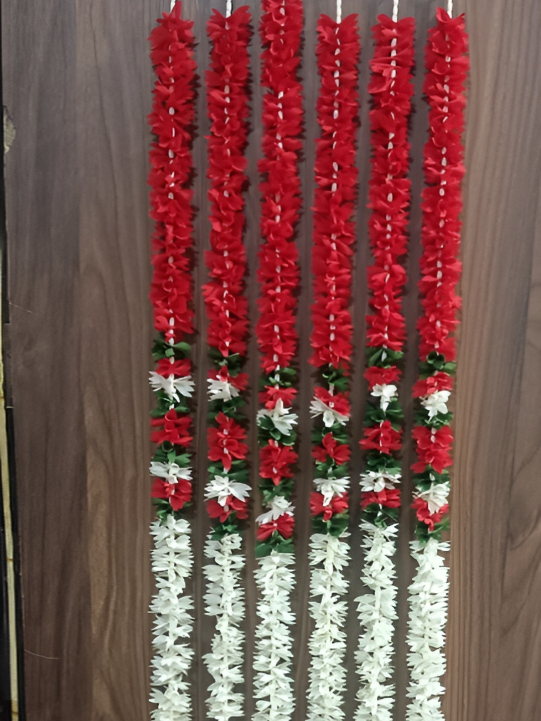 Nutts 6 Pieces Red & White Handmade Papergajra Garlands Festive Dcor