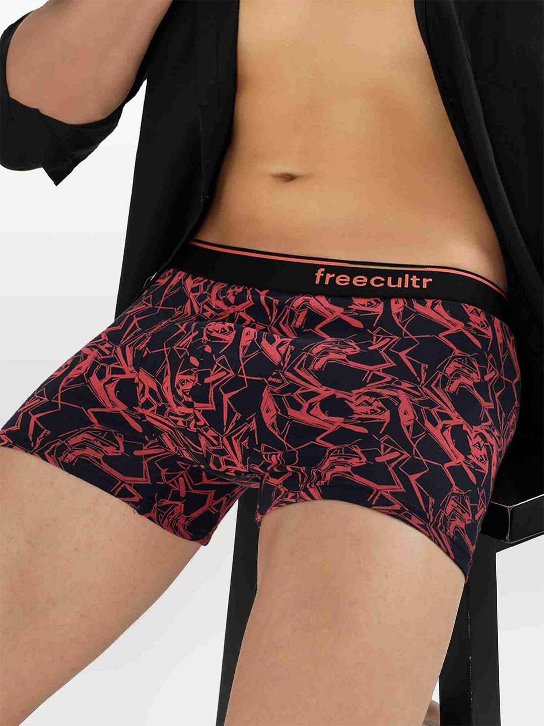 FREECULTR Printed Cotton Stretch Long Trunk FC-CTN-PT-T-TL-WNVY-01