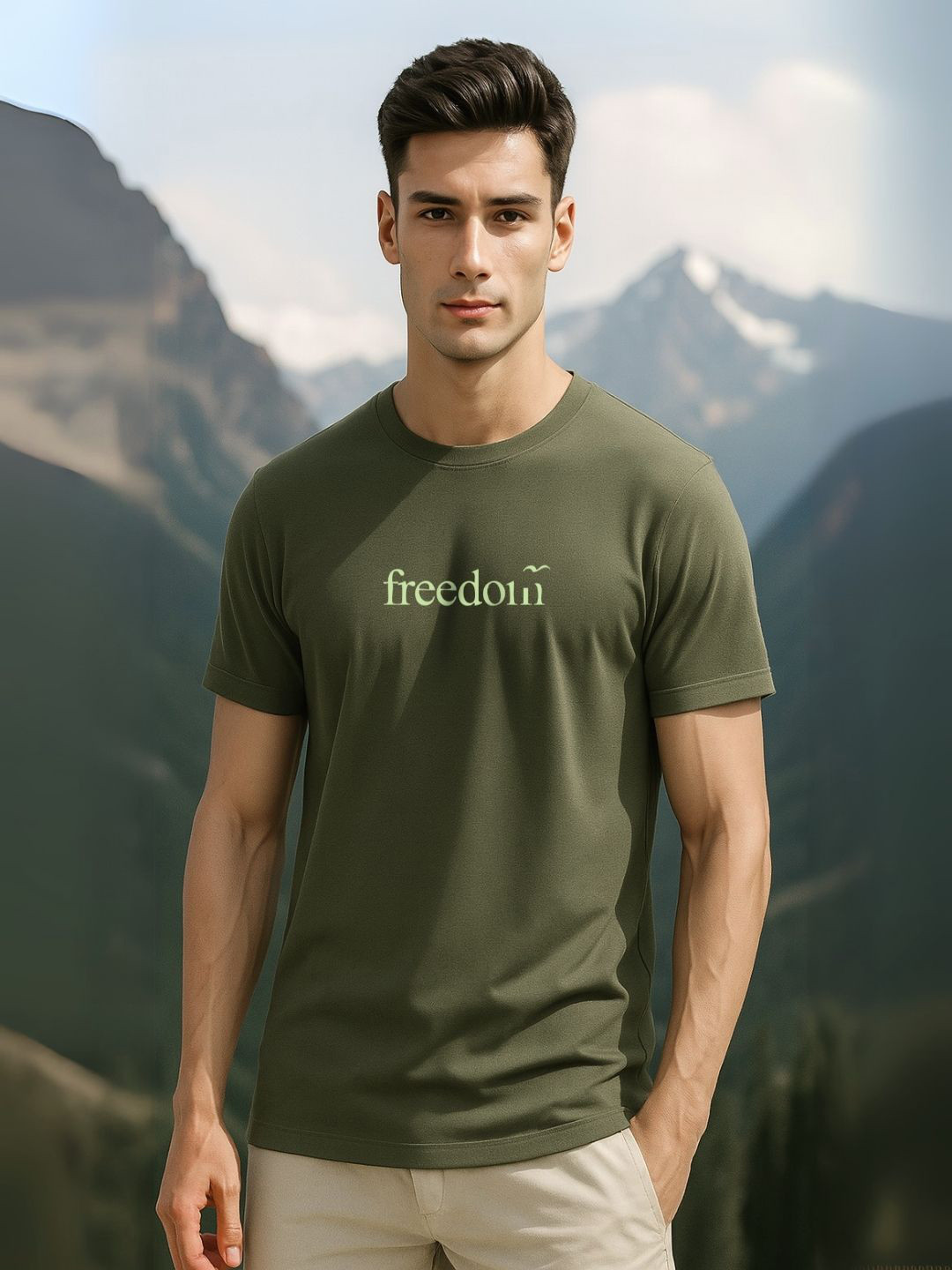 NOBERO Typography Printed Short Sleeves Pure Cotton T-shirt
