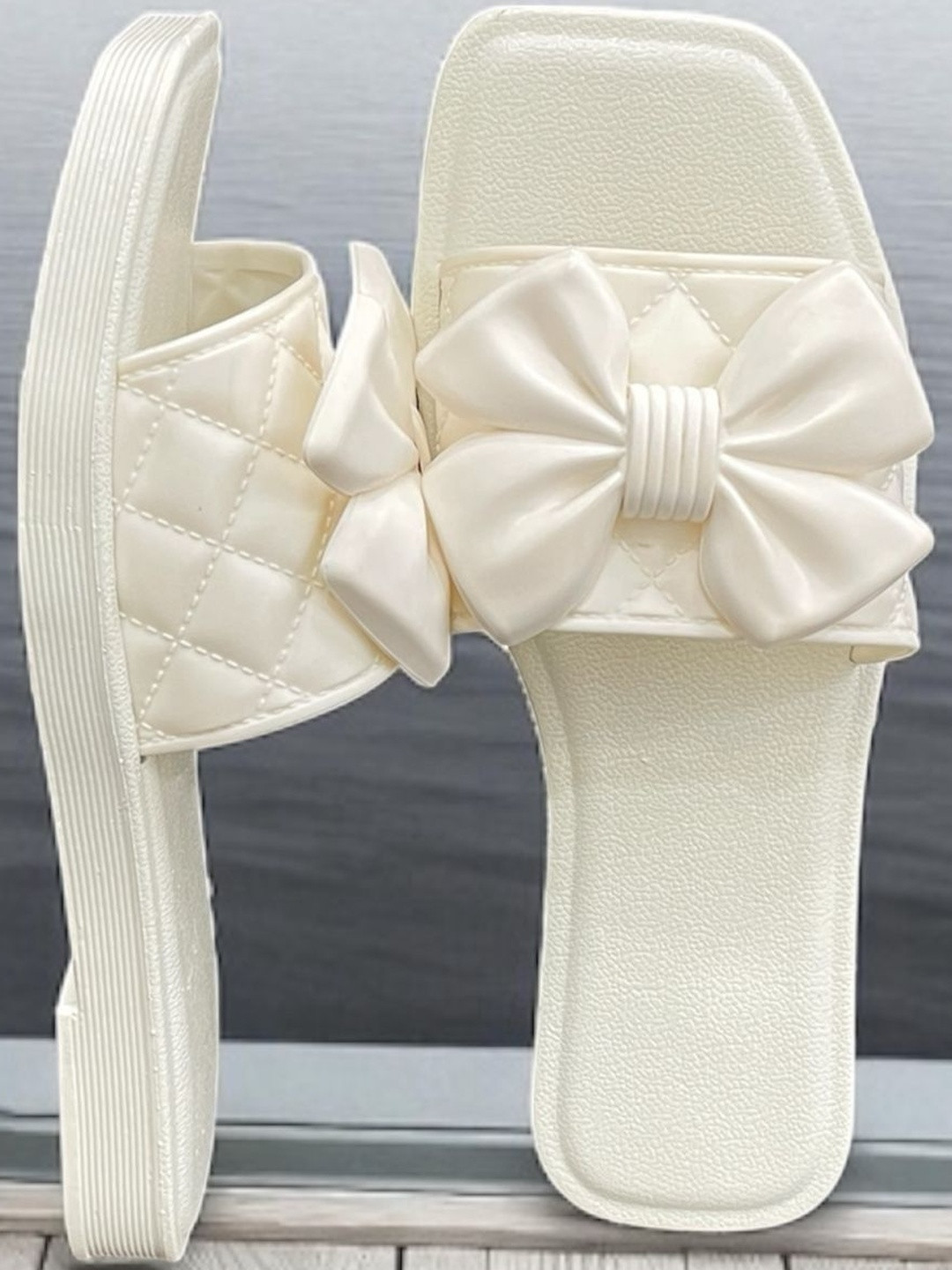 Shozie Women White Rubber Slip-On