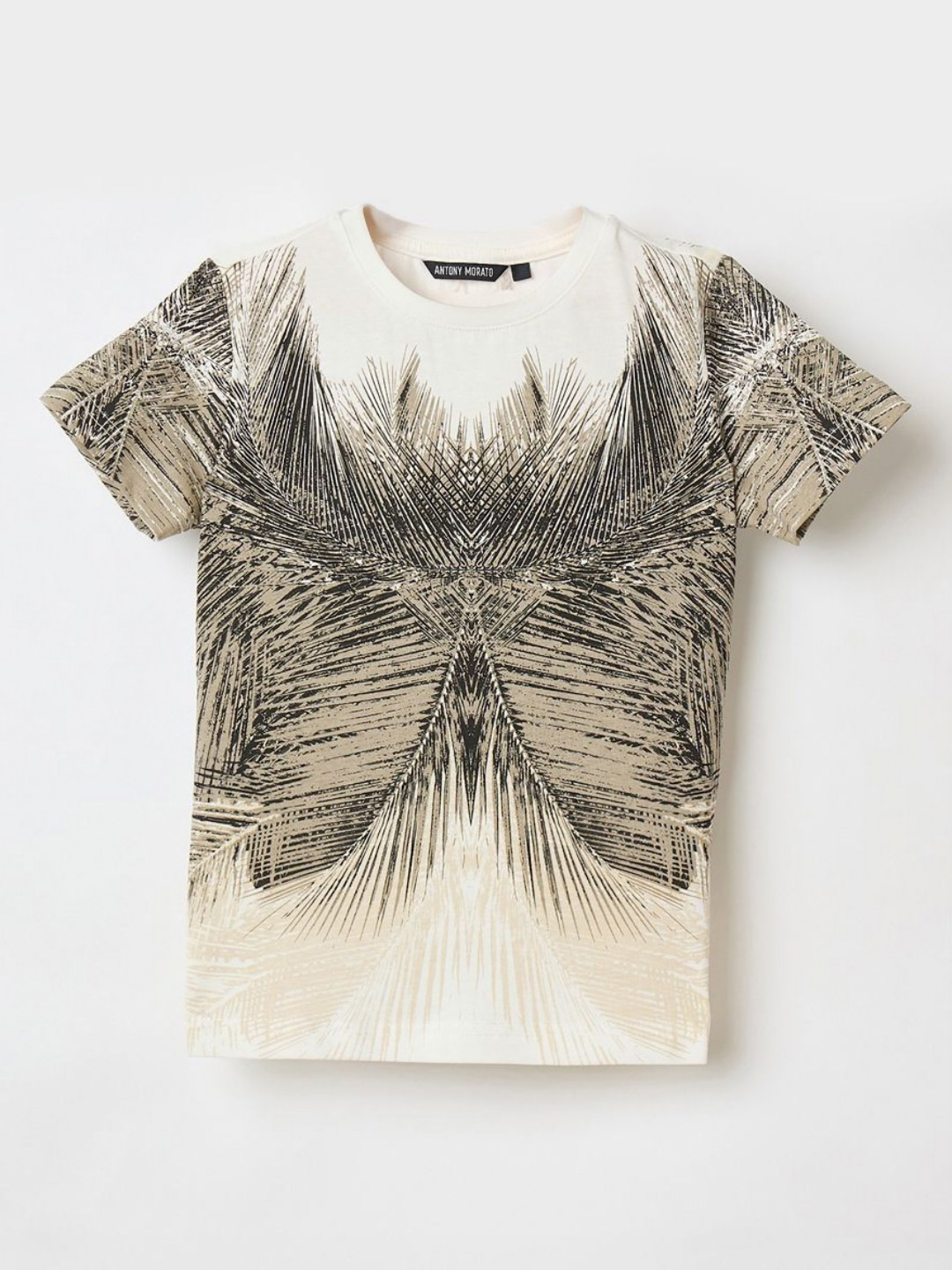 Antony Morato Boys Abstract Printed Round Neck Pure Cotton T-shirt