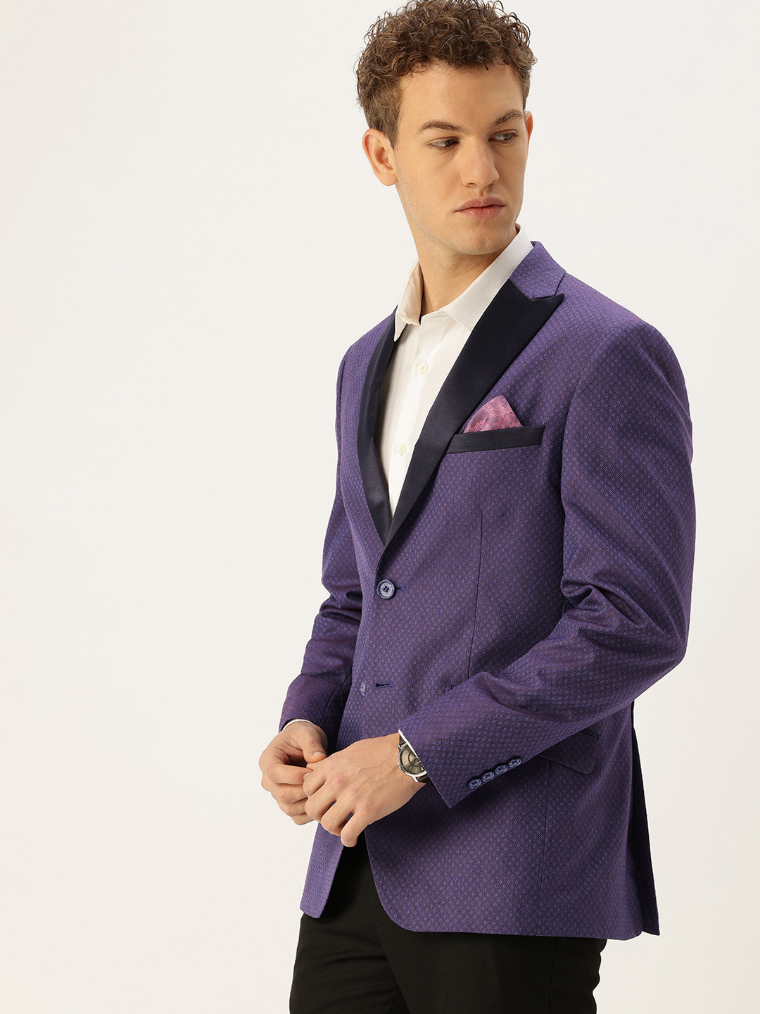 Peter England Neo Slim Fit Self Design Textured Single Breasted Party Blazers