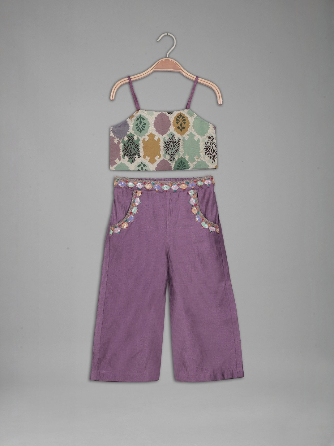 IRSIA Girls Printed Crop Top and Palazzo Pant Set