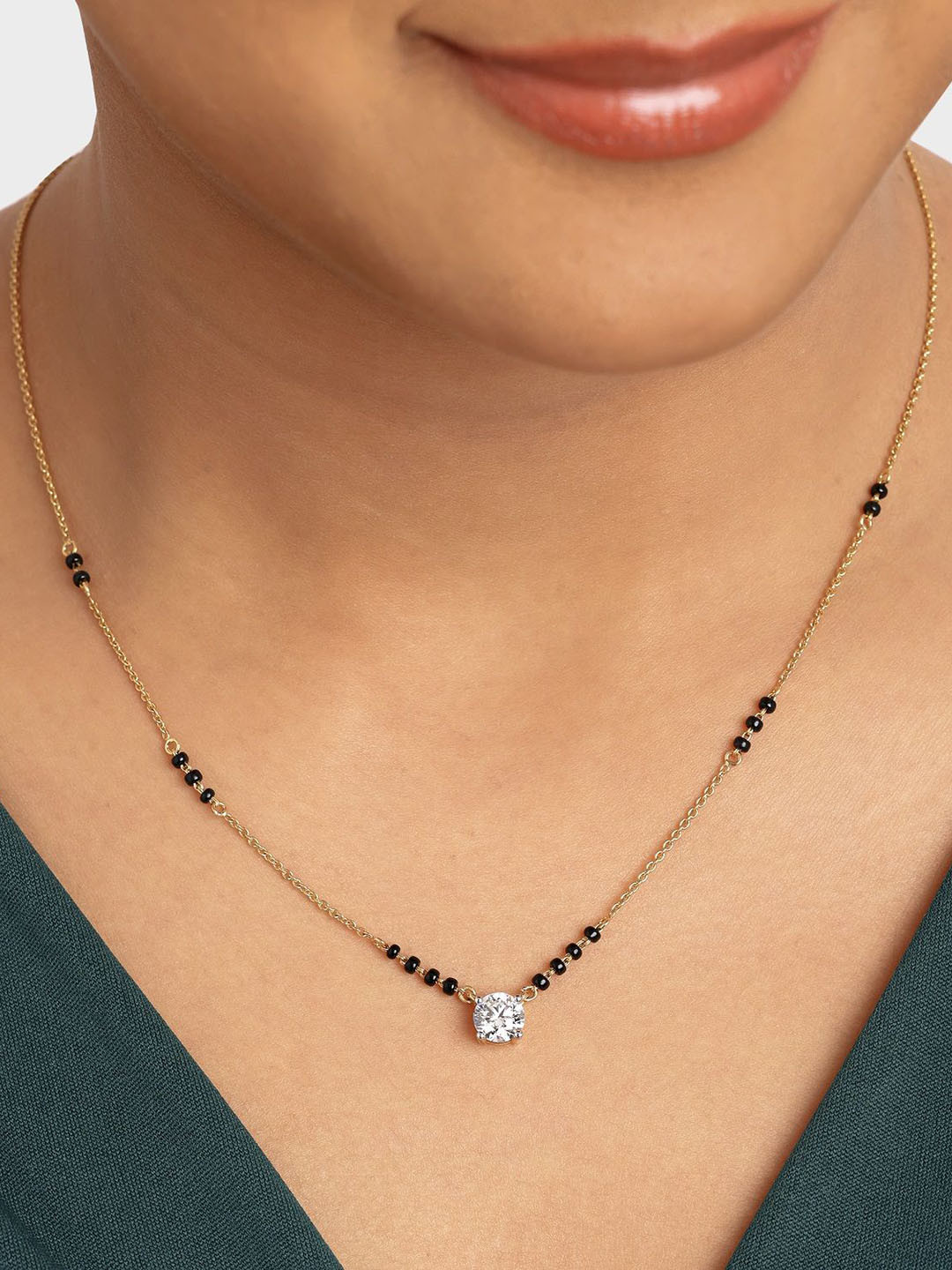 Crash.Club By CKC 18 KT Gold Diamond Studded Mangalsutra-4.41gm