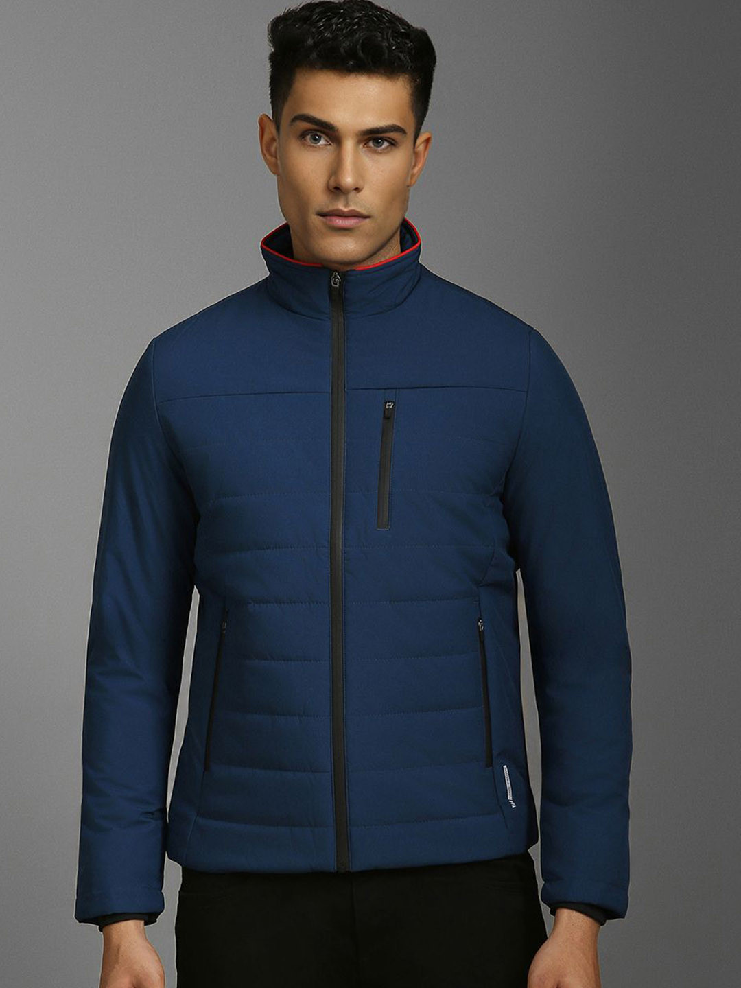 Louis Philippe Sport Mandarin Collar Open Front Jacket