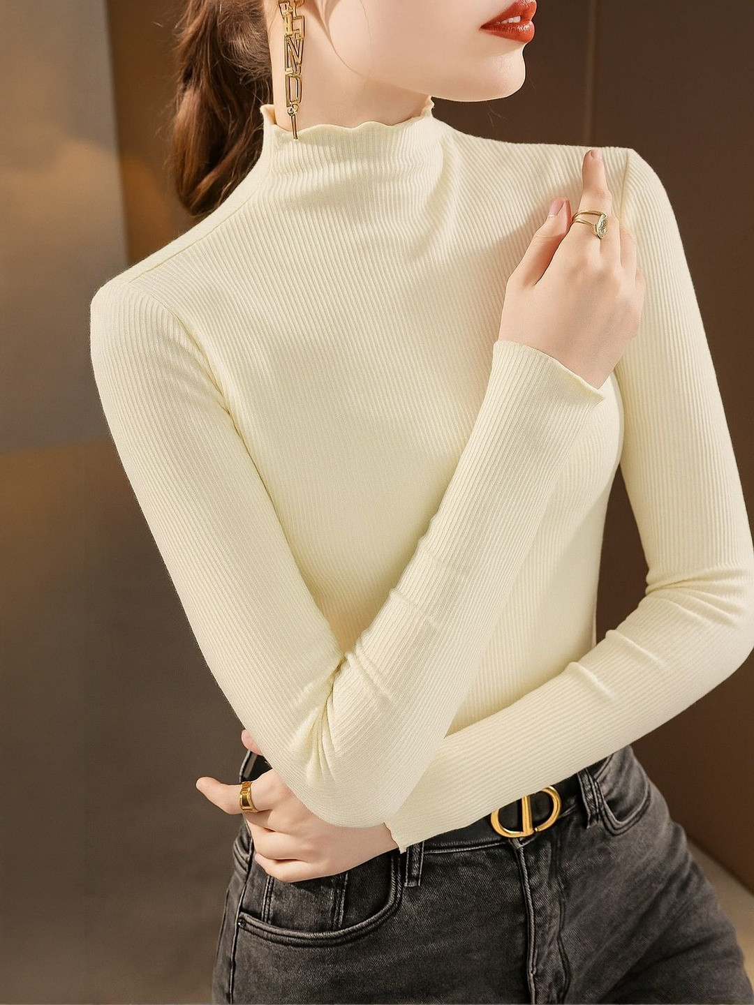 WANQUILA Women Turtle Neck Top