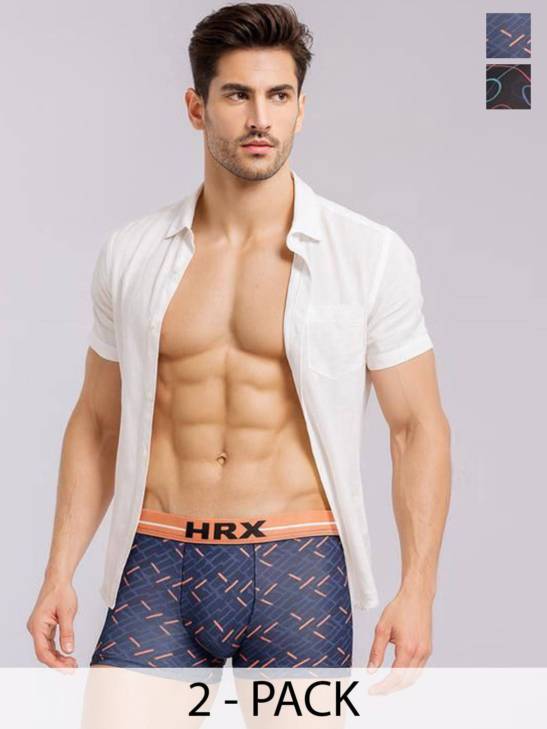 HRX by Hrithik Roshan Pack Of 2 Printed Trunks RE-HTO-PV-Print-101-112-S-Orange/Black