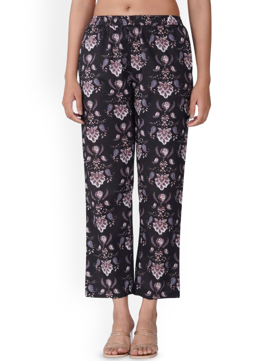 30 Looks Women Black Cotton Printed Bottom