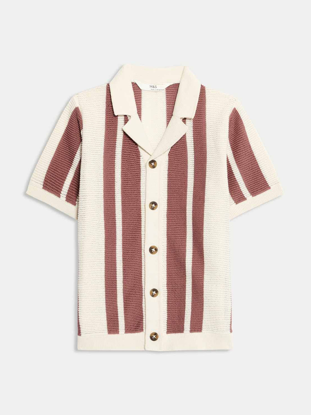 Marks & Spencer Boys Striped Button-Down Collar Regular Fit Pure Cotton Casual Shirt