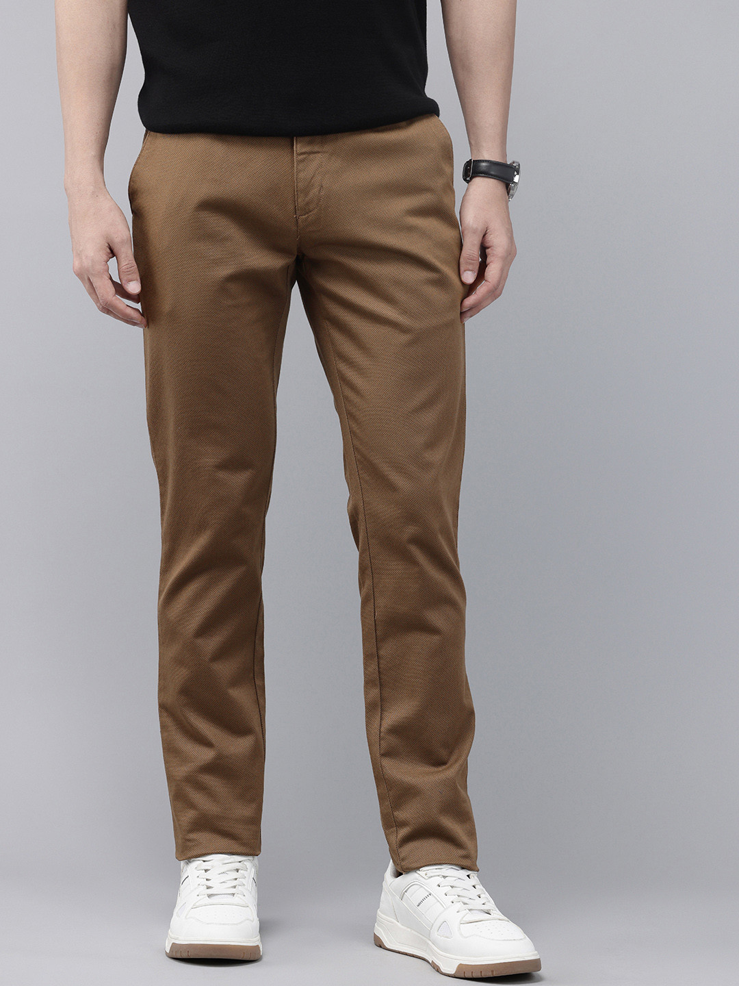 ColorPlus Men Super Slim Fit Micro or Ditsy Printed Chinos Trousers