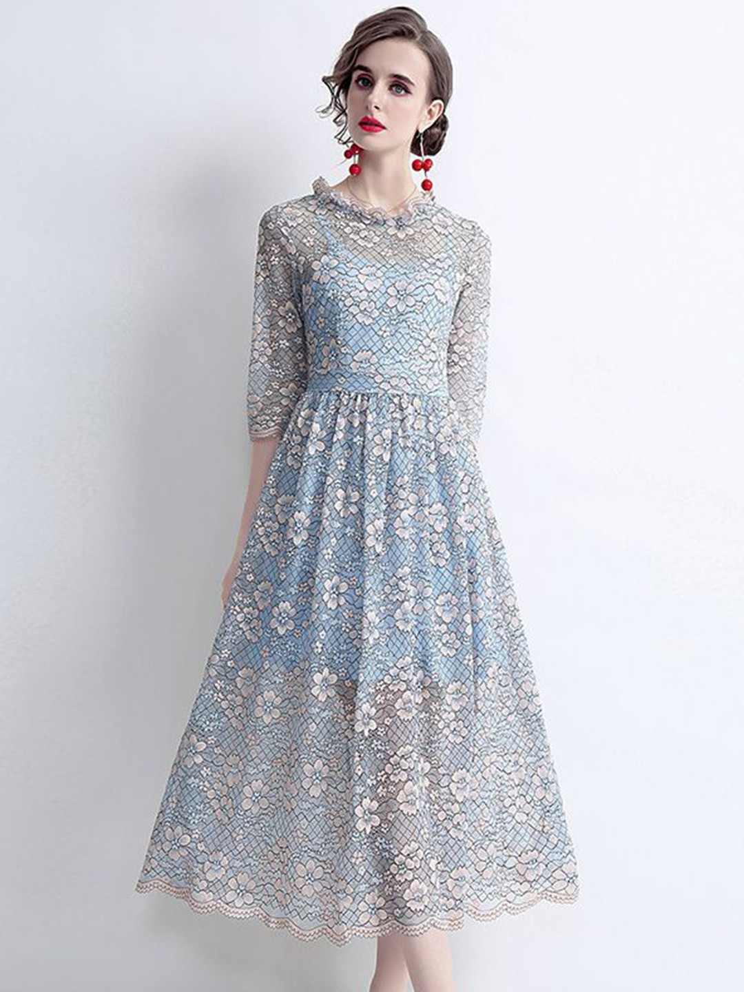 all about you Women Floral Printed Gathered or Pleated Fit and Flare Midi Dresses