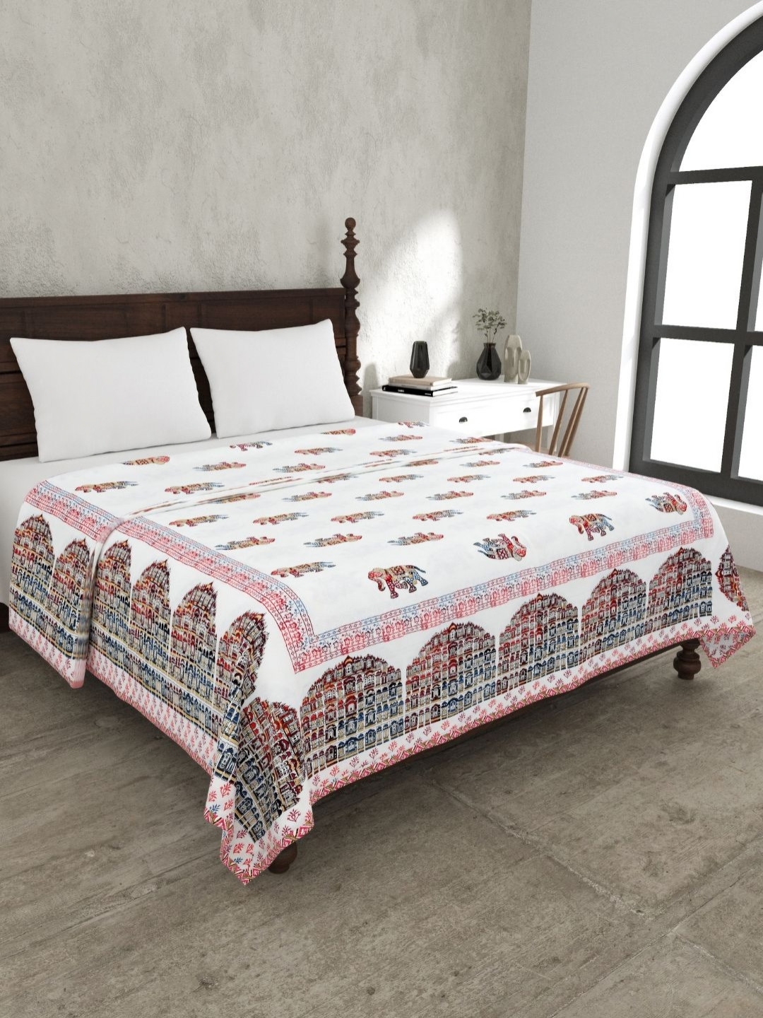 The Craft Monk Satrangi Elephant Printed Pure Cotton AC Room 150 GSM Double Bed Dohar