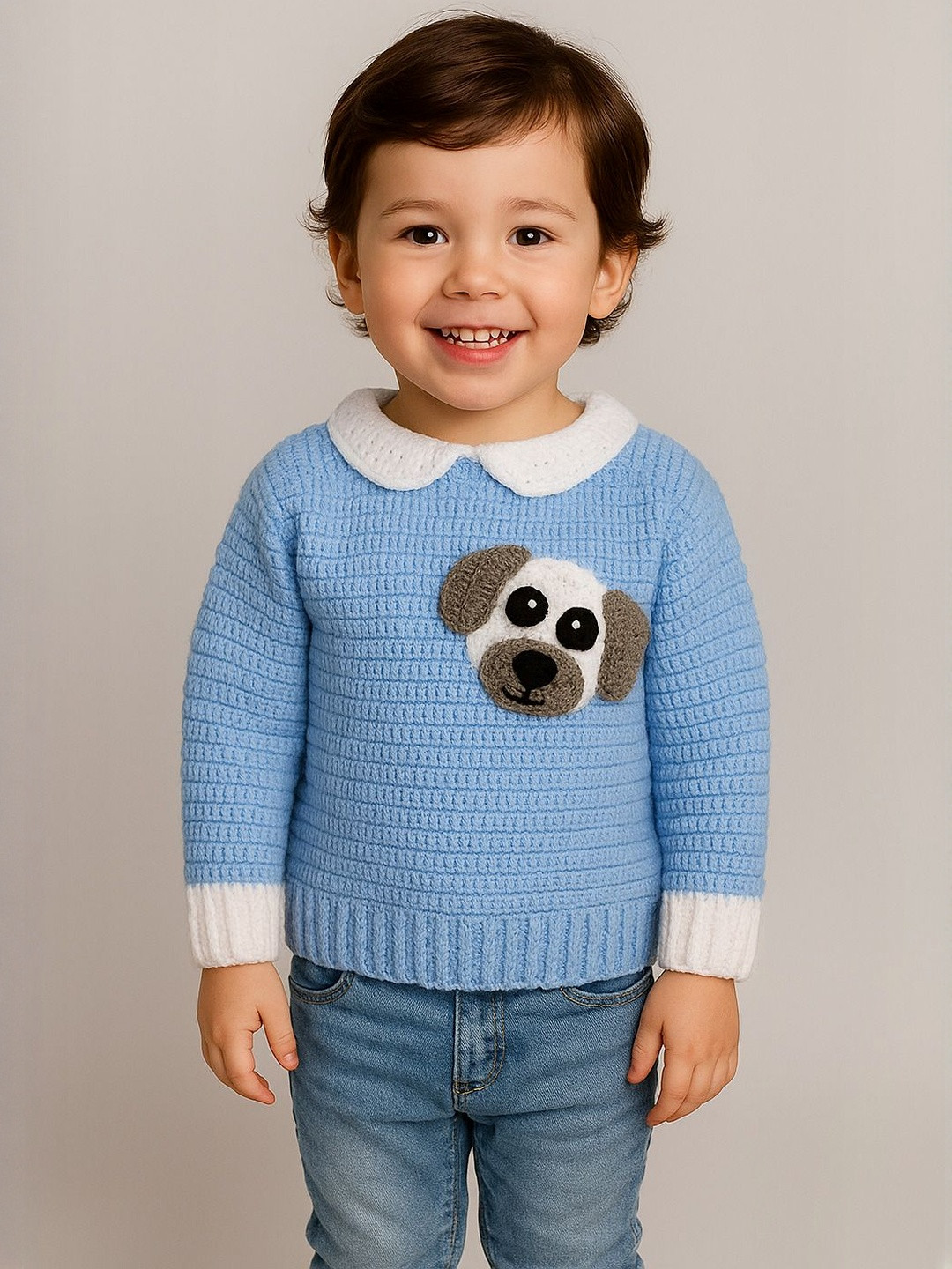 Sabinagarments Kids Blue Knitted Sweater