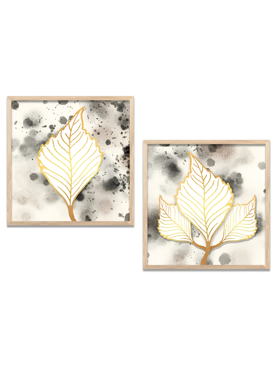 Kotart Brown And White 2 Pieces Wooden Floral And Botanical Wall Arts