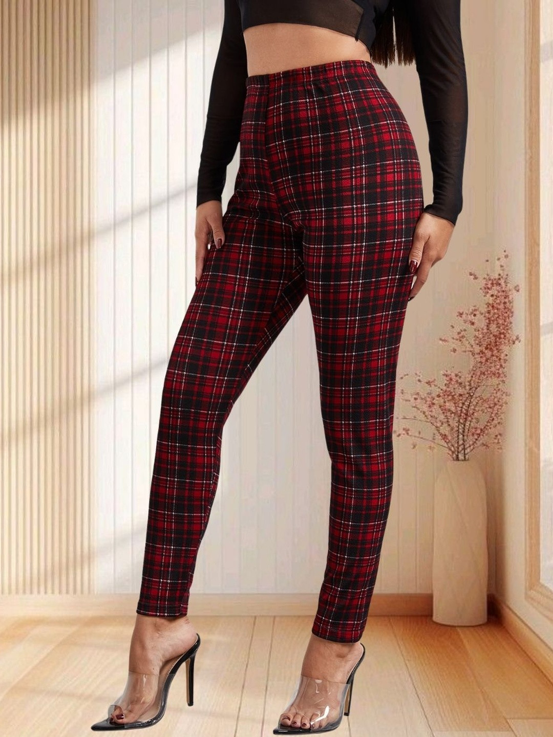 Moda Rapido Women Maroon Stretchable Cotton Lycra Blend Leggings