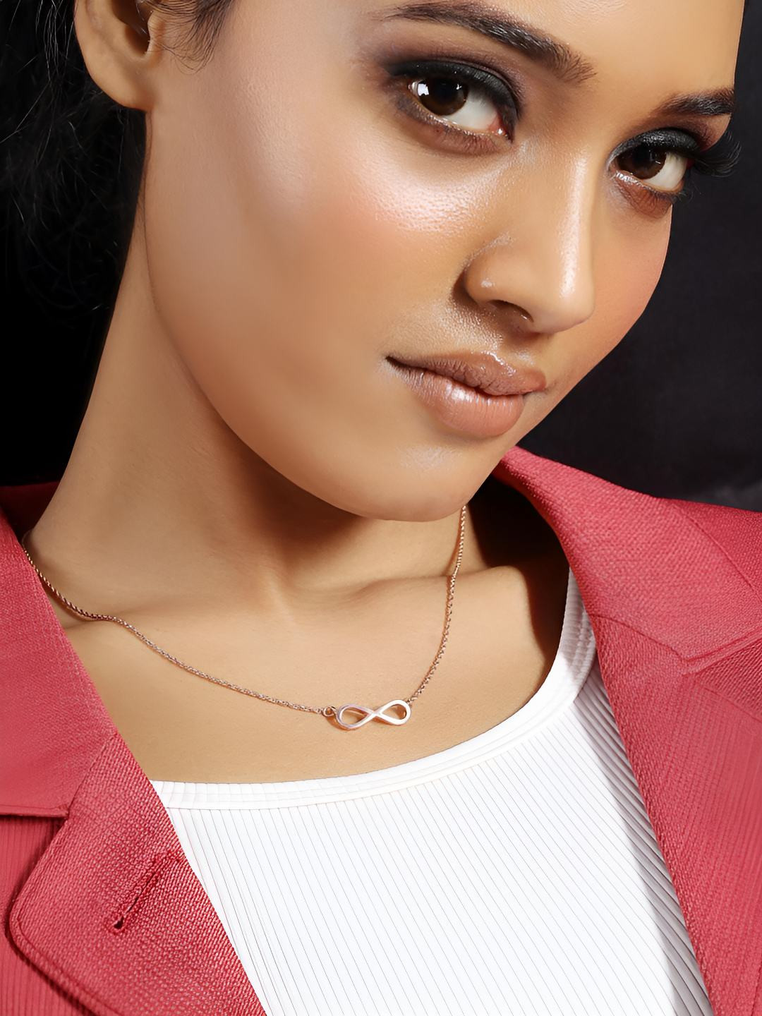 Tweov Sterling Silver Rose Gold-Plated Infinity Shaped Minimal Necklace