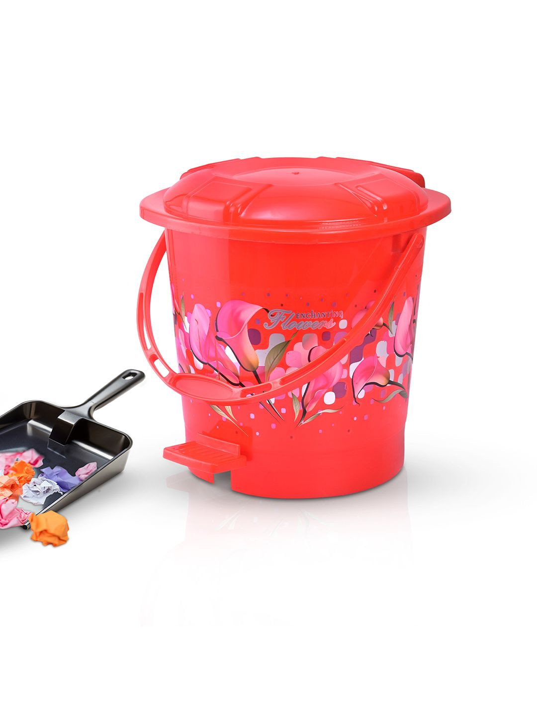 Kuber Industries Red Plastic 7 Ltr Kitchen Dustbin