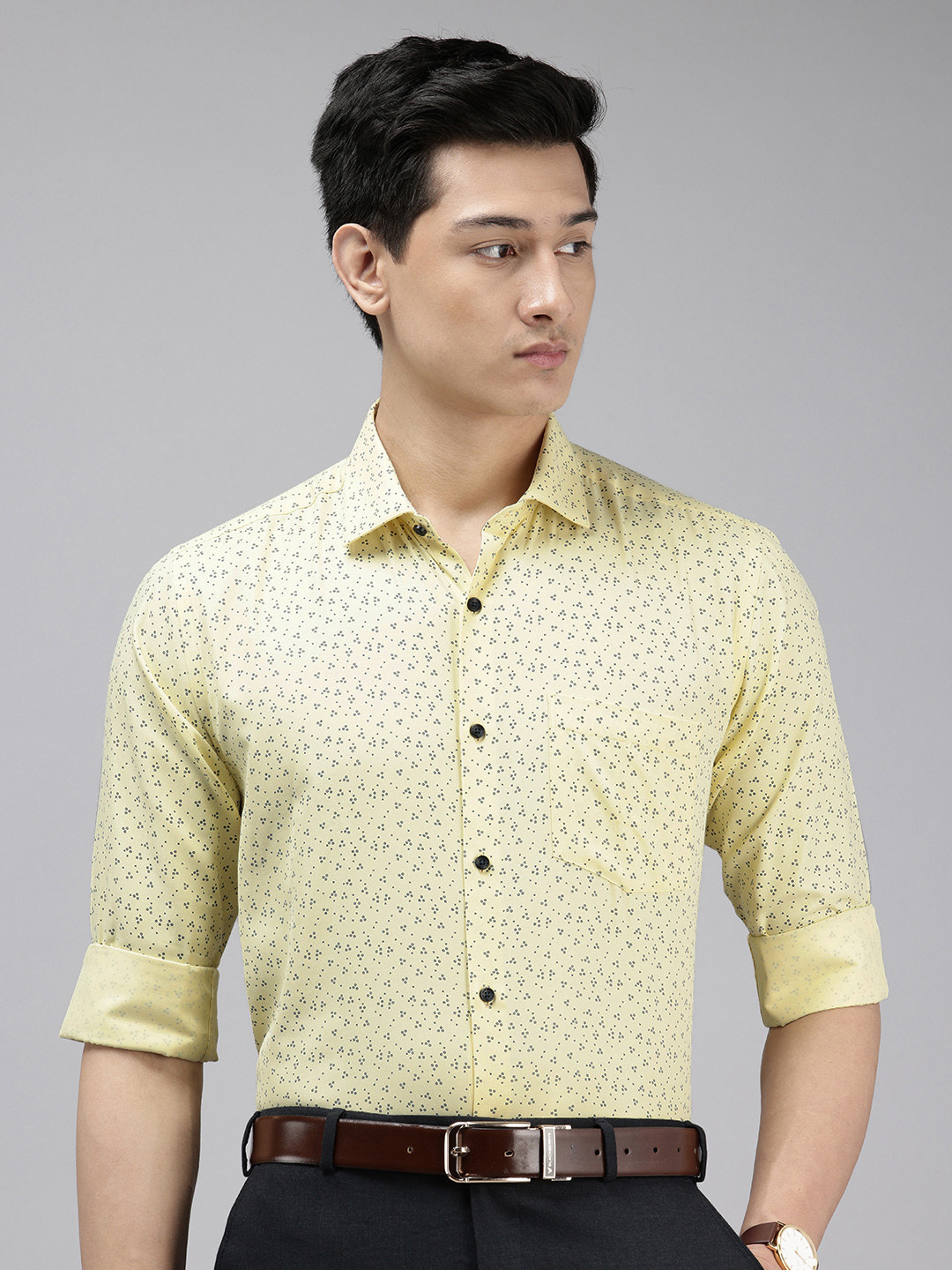Park Avenue Slim Fit Easy Care Micro Ditsy Printed Formal Shirt