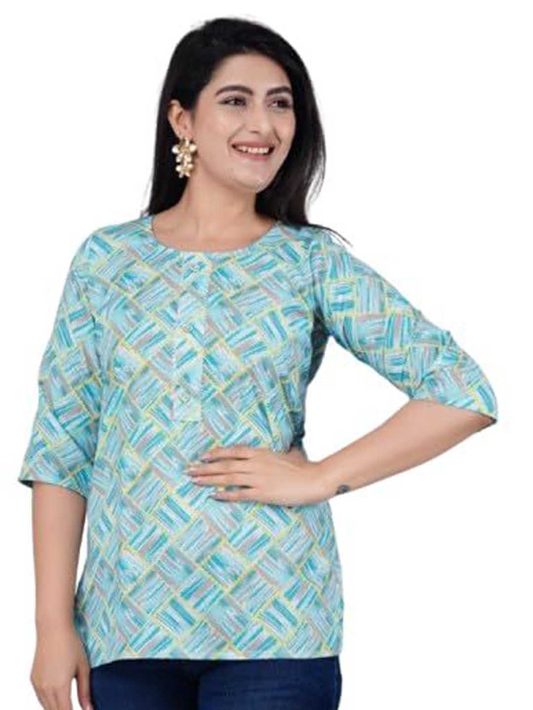 LAVYANSH BOUTIQUE Women Round Neck Short Straight Tunic