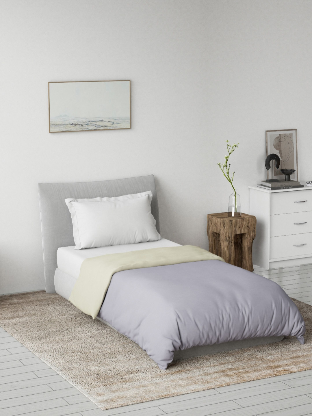 DDecor Spectrum Purple & Beige Reversible AC Room 180 GSM Cotton Single Bed Quilt