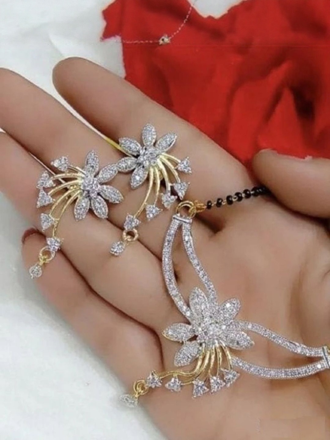 ADITYA COLLECTION Women Sparkling Stones Studded Jewellery Set