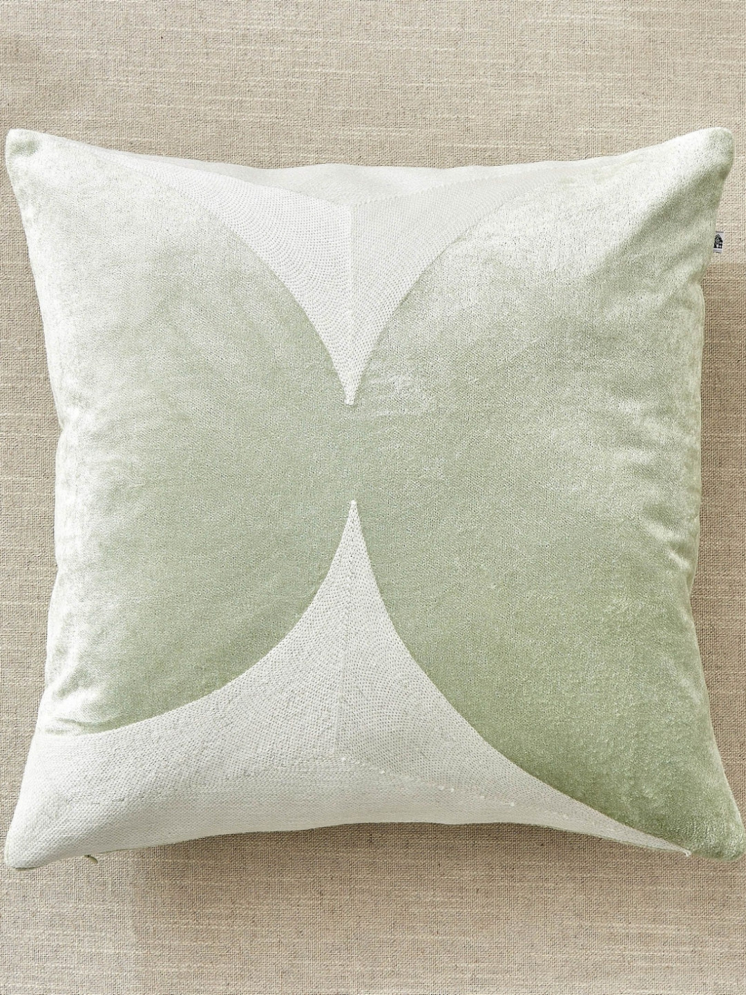 Home Centre Green Embroidered Cushion Cover