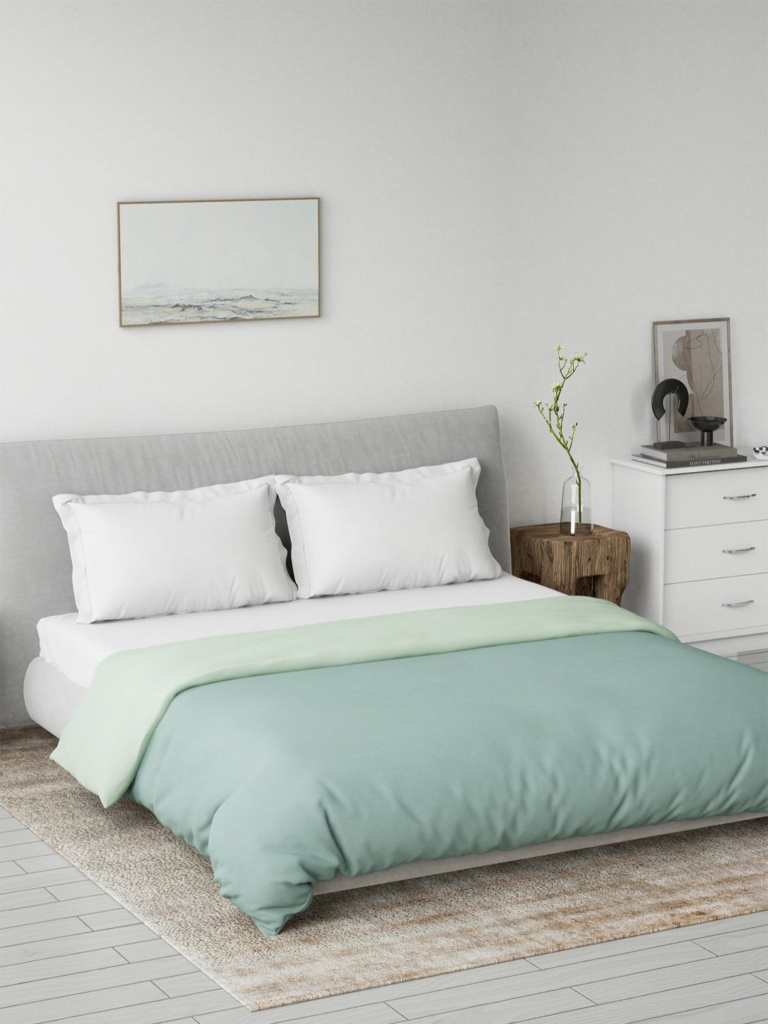 DDecor Spectrum Turquoise Blue Reversible AC Room 180 GSM Cotton Double Bed Quilt