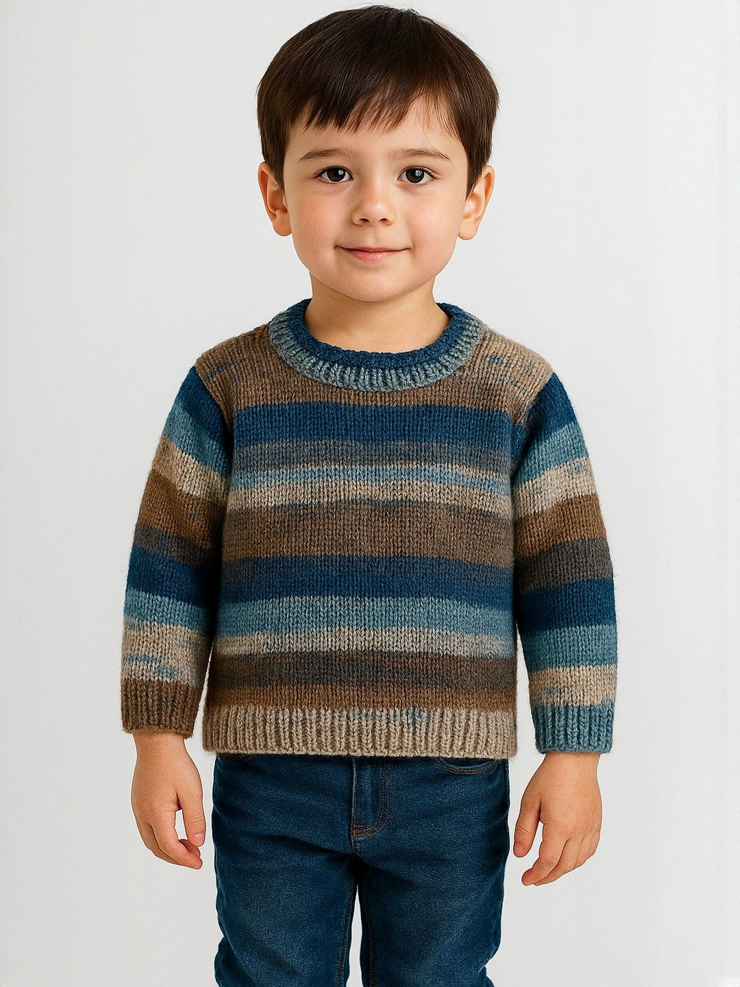 Mmaisha Kids Woollen Multi Color Sweater Vest