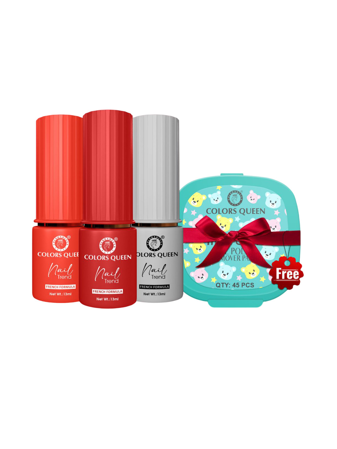 Colors Queen Set Of 4 Nail Trend Glossy Nail Paint & Remover Combo- Shade No. 02 - 04 - 67