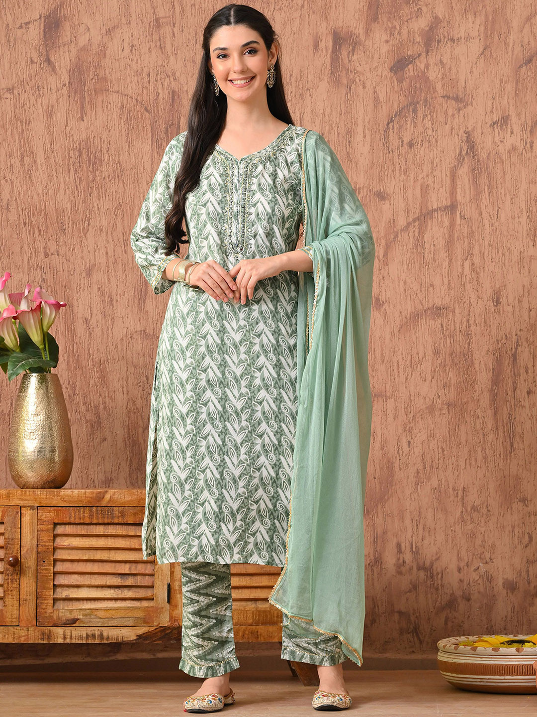 Anouk Rustic Women Ethnic Motifs Printed Kurta with Trouser & Dupatta