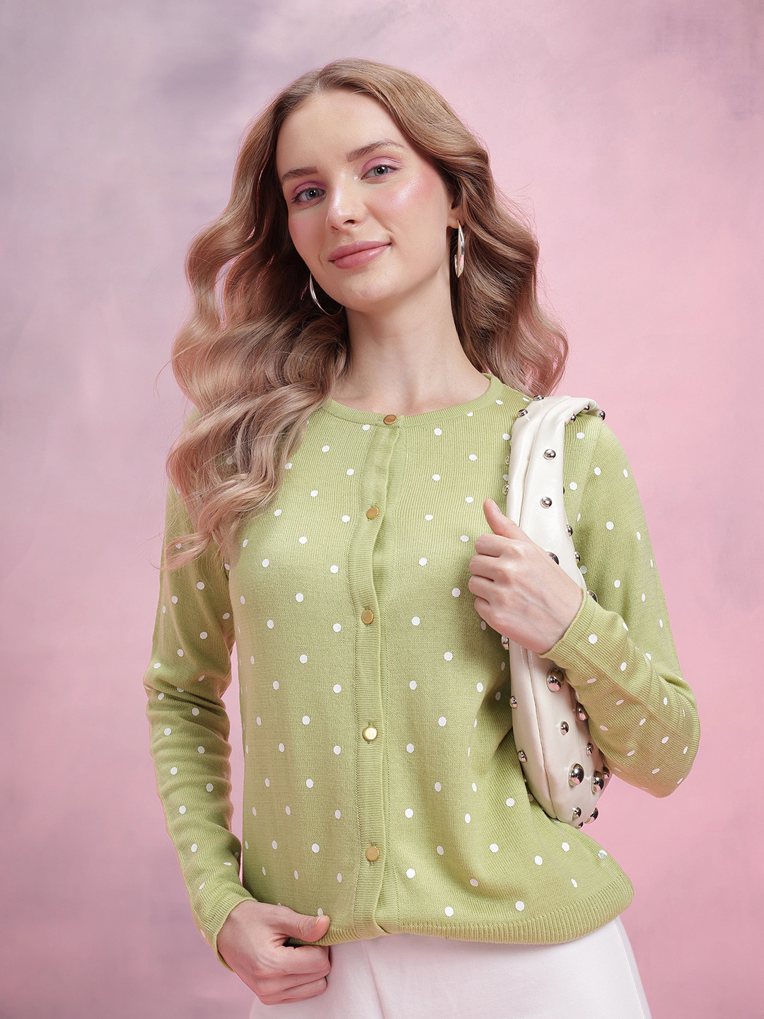 DressBerry Polka Dots Print Cardigan