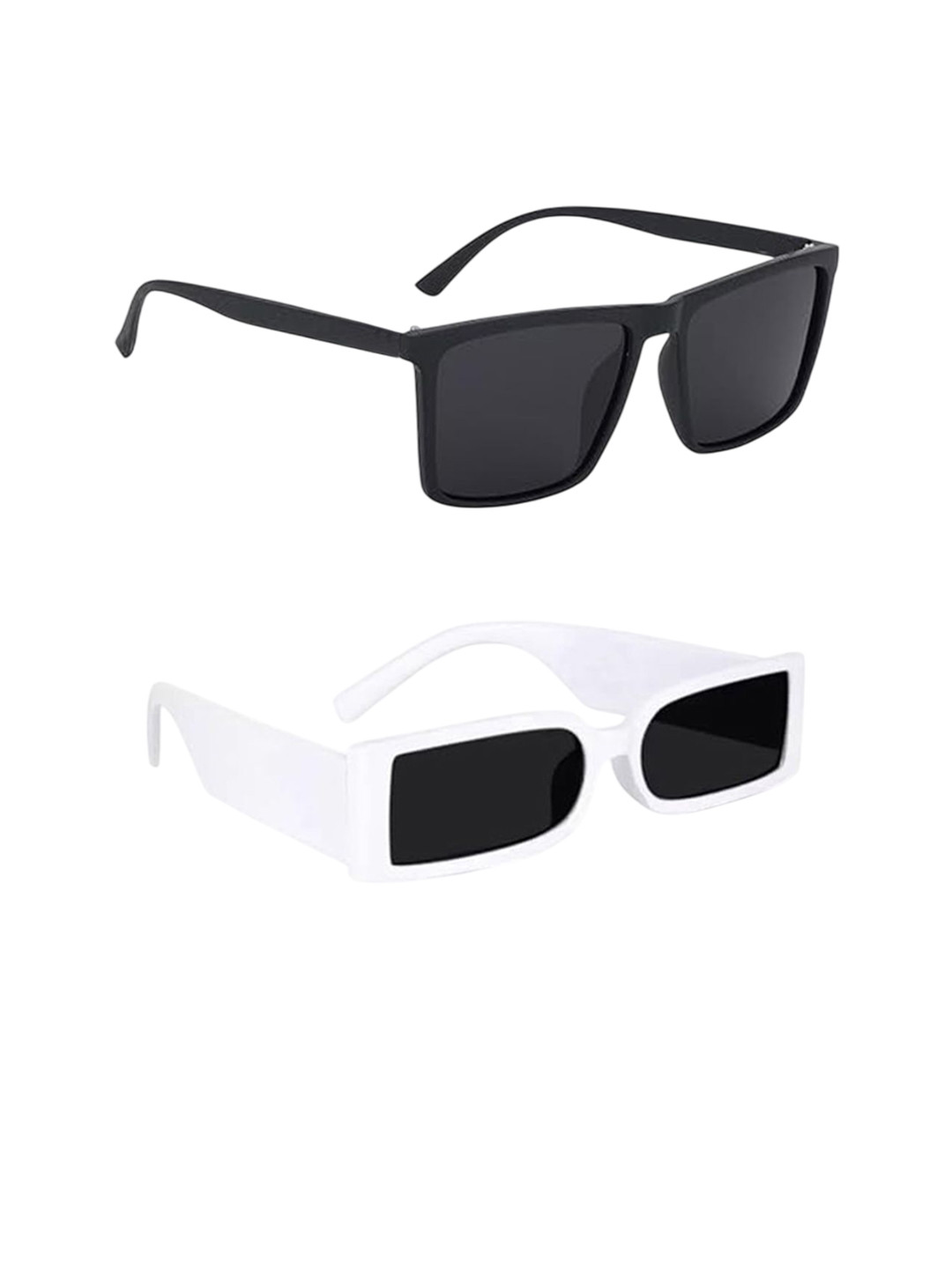 Elligator Unisex Set of 2 Full Rim Style Square Sunglasses with 89234_MCstanWhit